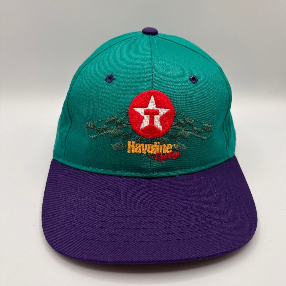 Vintage 90s Texaco Valvoline Racing Colorblock Green/Purple Snapback Hat